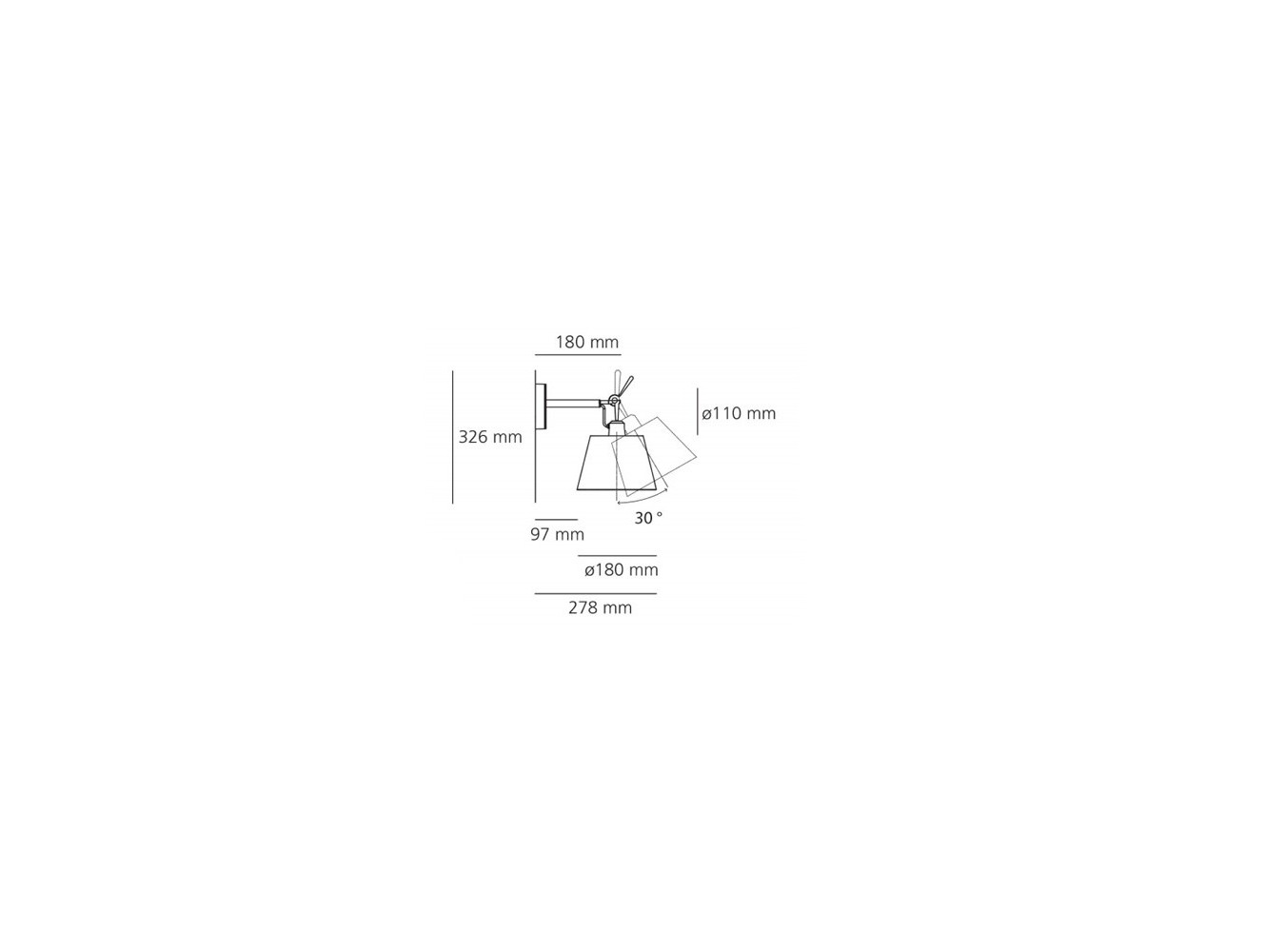 Artemide lámpara de pared Tolomeo W Estructura  X Dif. 240      *