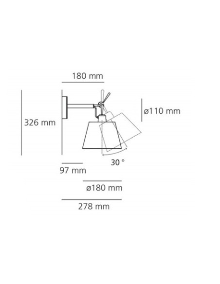 Artemide lámpara de pared Tolomeo W Estructura  X Dif. 240      *