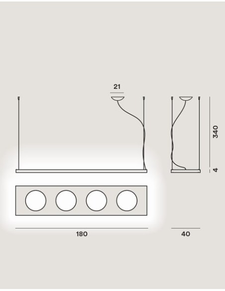 Foscarini Dolmen Led lámpara de suspensión H.3,5M.
