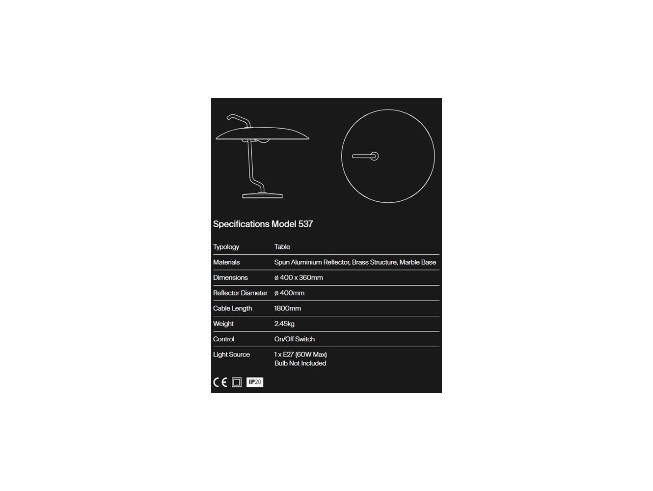 Astep Model 537 lámpara de Sobremesa