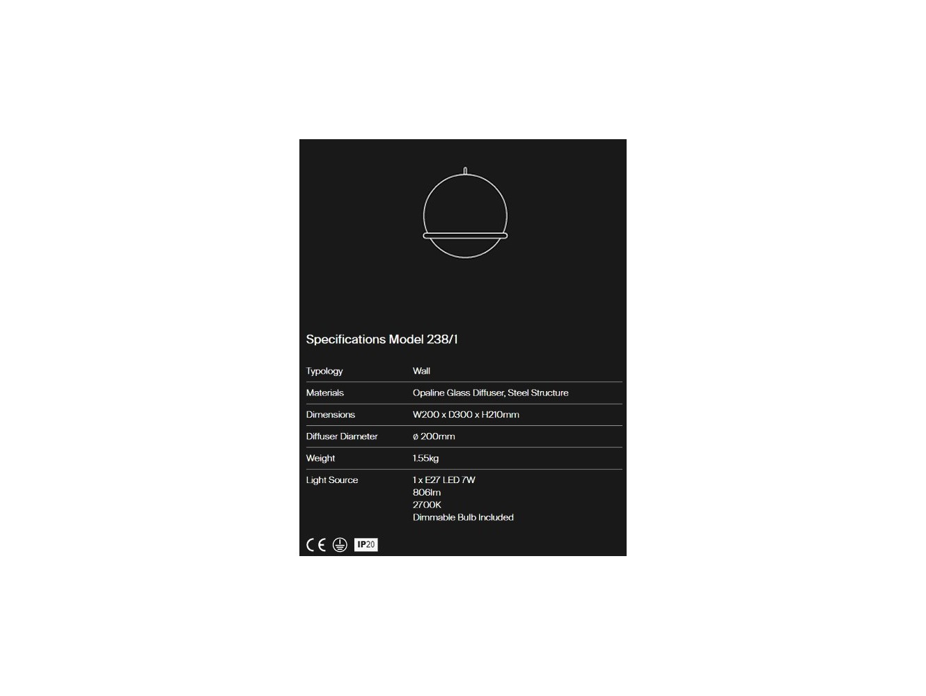 Astep Model 238/1 1, lámpara de Pared 