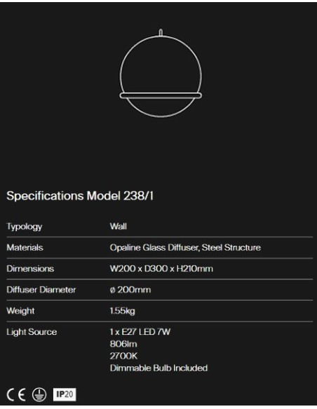Astep Model 238/1 1, lámpara de Pared 