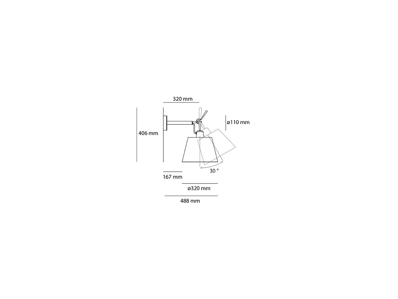 Artemide lámpara de pared Tolomeo W Estructura para difusor Ø 320