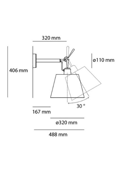 Artemide lámpara de pared Tolomeo W Estructura para difusor Ø 320