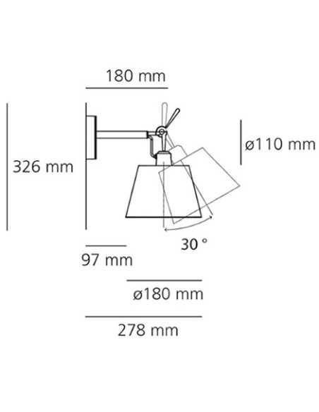Artemide lámpara de pared Tolomeo W Estructura para difusor Ø 180