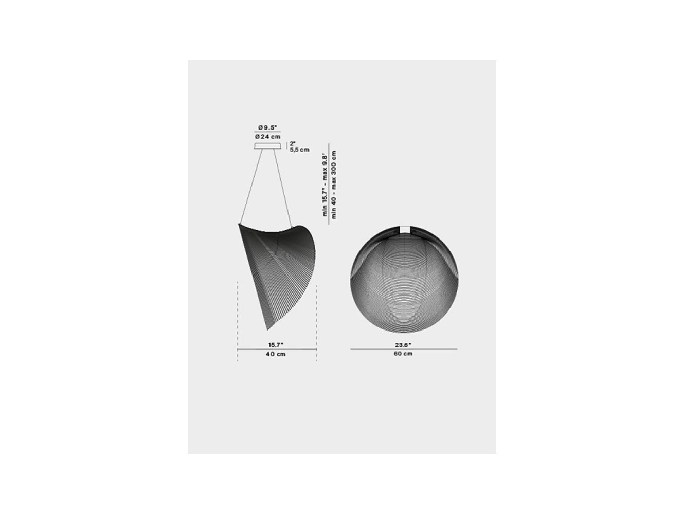Luceplan lámpara de suspensión Illan Ø 60: LED 20W @ 2700K, CRI 90 regulable