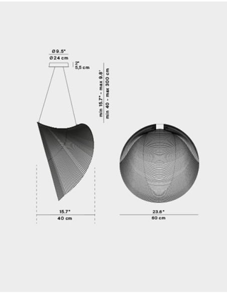 Luceplan lámpara de suspensión Illan Ø 60: LED 20W @ 2700K, CRI 90 regulable