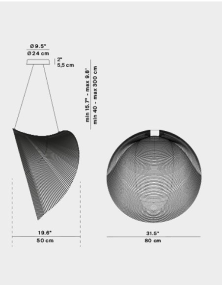 Luceplan lámpara de suspensión Illan Ø 80: LED 27W @ 2700K, CRI 90 regulable