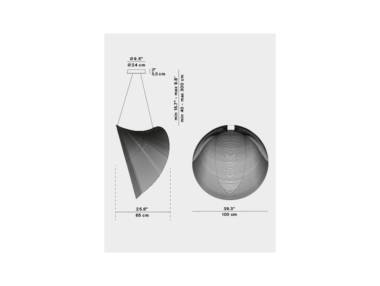 Luceplan lámpara de suspensión Illan Ø 100: LED 33W @ 2700K, CRI 90 regulable