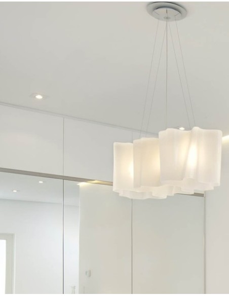 Artemide lámpara de suspensión Logico Mini S 3 En Linea Blanco/ Gris aluminio