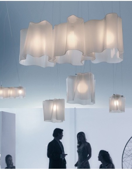 Artemide lámpara de suspensión Logico Mini S 3 En Linea Blanco/ Gris aluminio