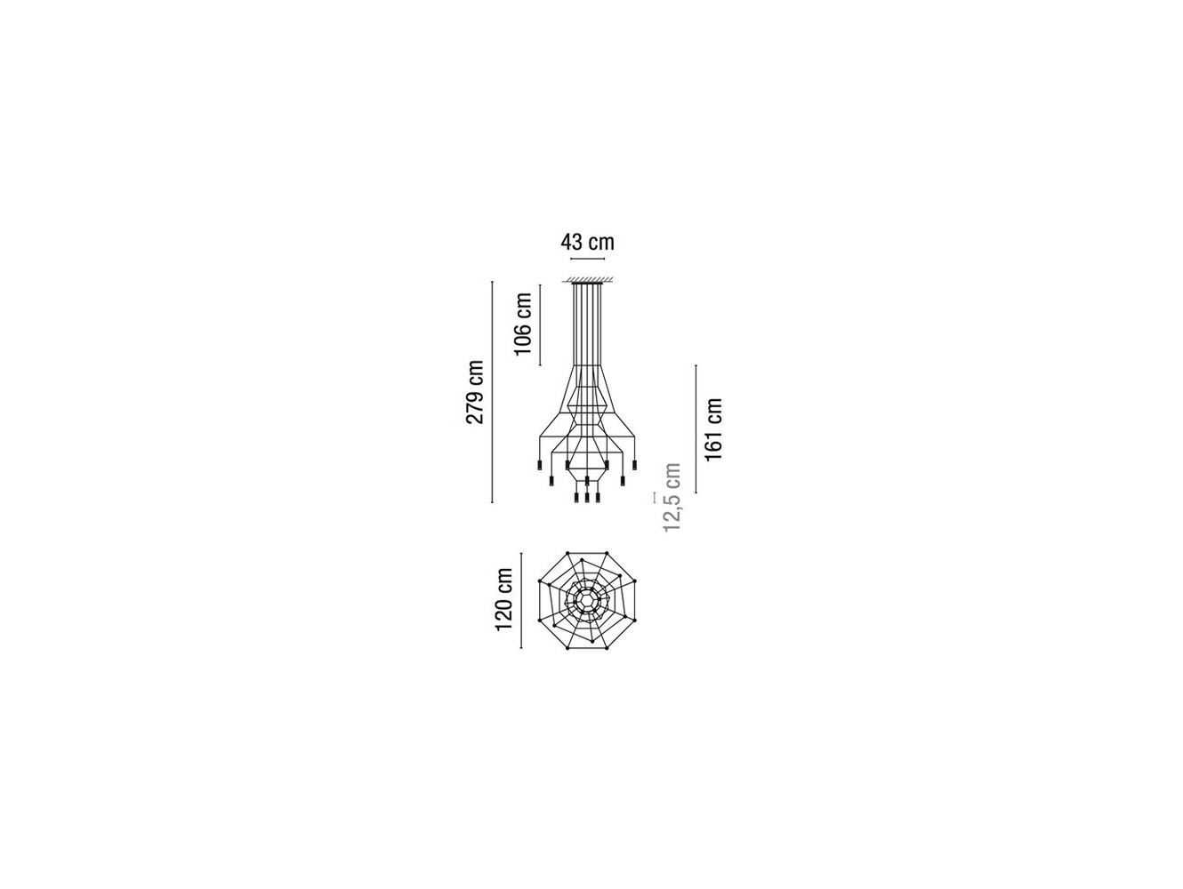 Vibia lámpara de suspensión LED Wireflow Chandelier 0315