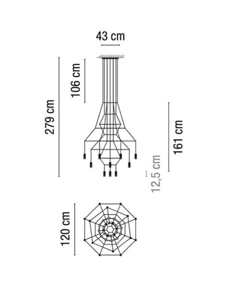 Vibia lámpara de suspensión LED Wireflow Chandelier 0315