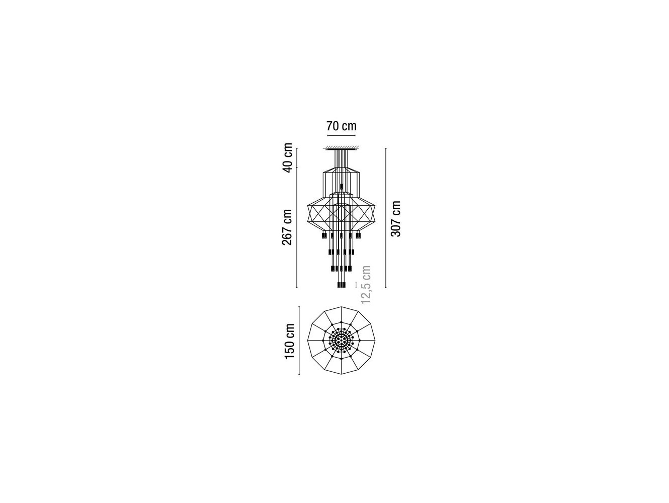 Vibia lámpara de suspensión LED Wireflow Chandelier 0374
