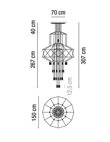 Vibia lámpara de suspensión LED Wireflow Chandelier 0374