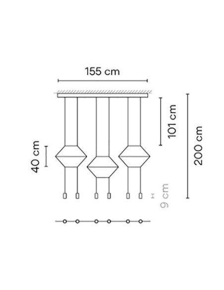 Vibia lámpara de suspensón LED Wireflow Lineal 0325