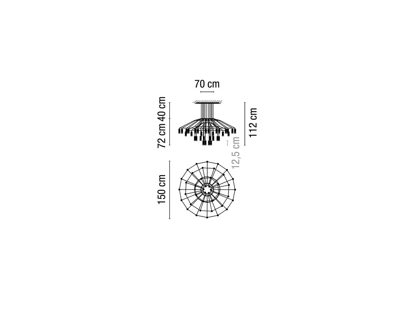 Vibia lámpara de suspensión LED Wireflow Chandelier 0376