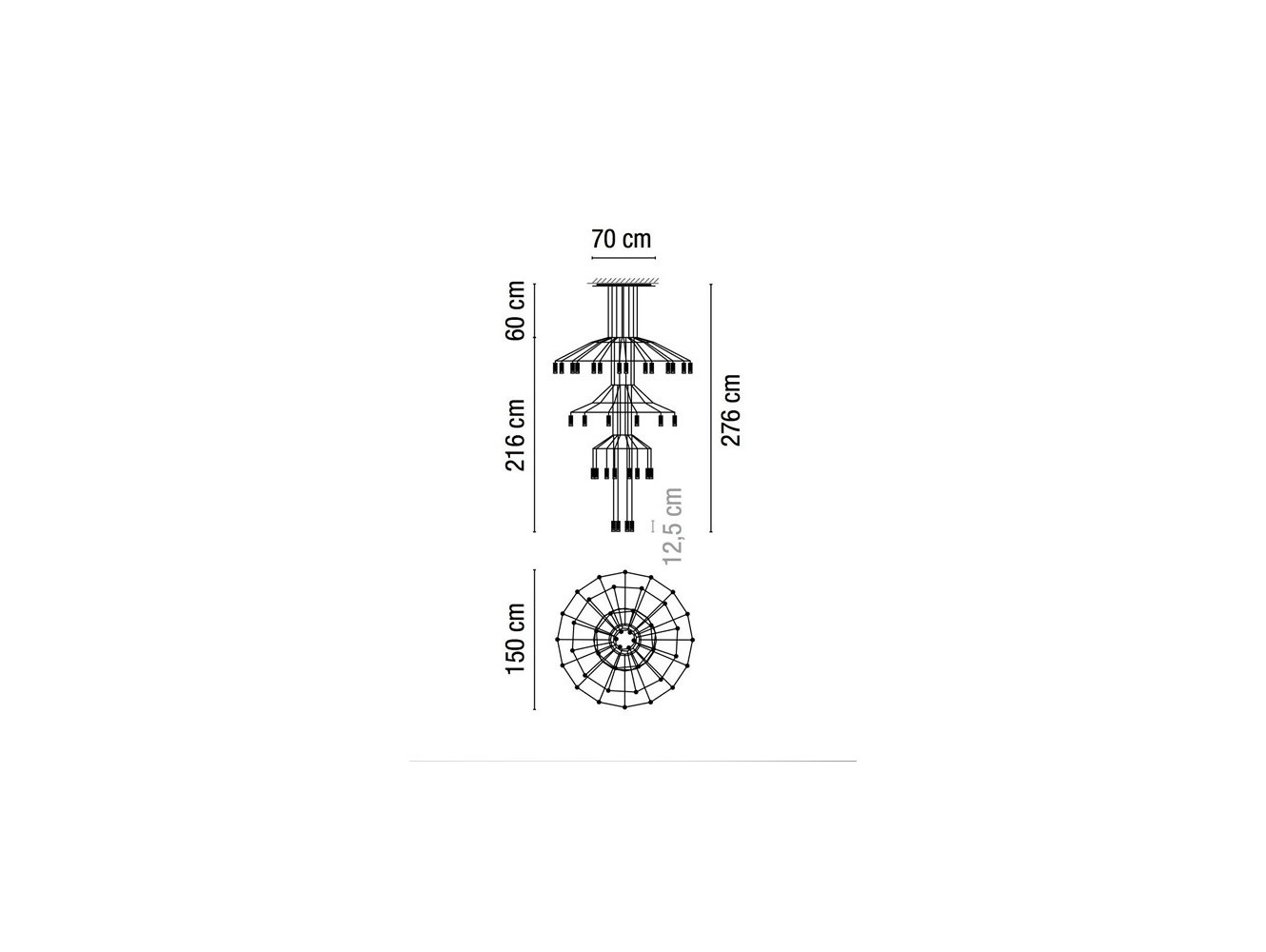 Vibia lámpara de suspensión LED Wireflow Chandelier 0378