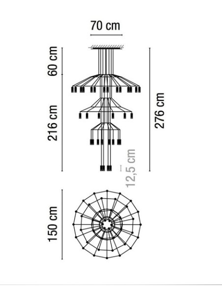 Vibia lámpara de suspensión LED Wireflow Chandelier 0378