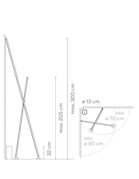 Vibia Sticks 7339 Lámpara de Pie Negra