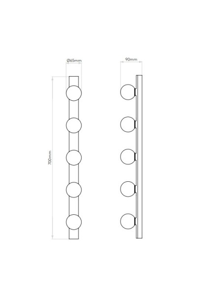 Astro Cabaret 5 II: Lámpara de Pared Estilo Hollywood para Baños y Vestidores