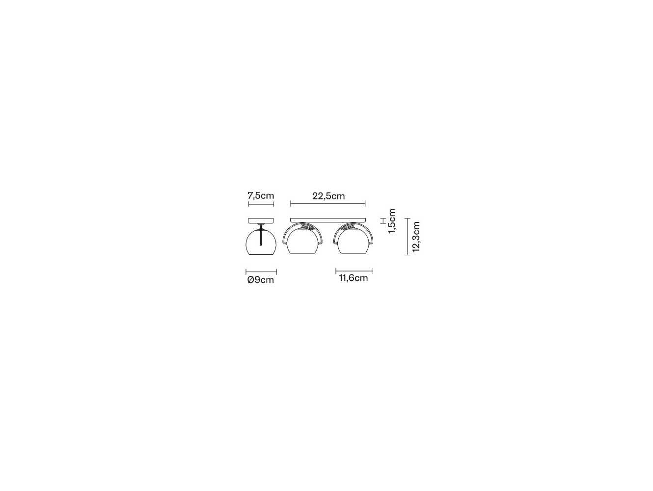 Fabbian Beluga Colour 2 x 75W con base pared/techo Transparente