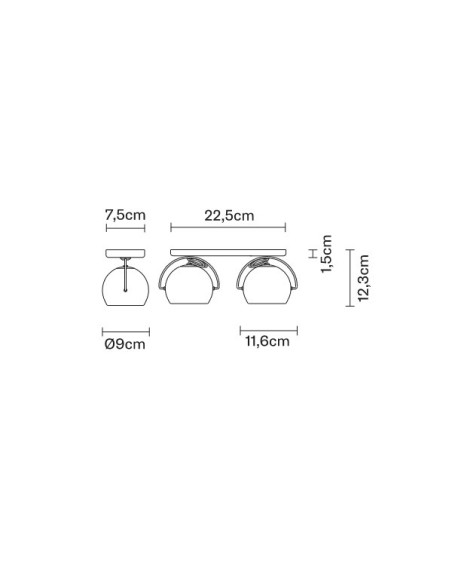 Fabbian Beluga Colour 2 x 75W con base pared/techo Transparente