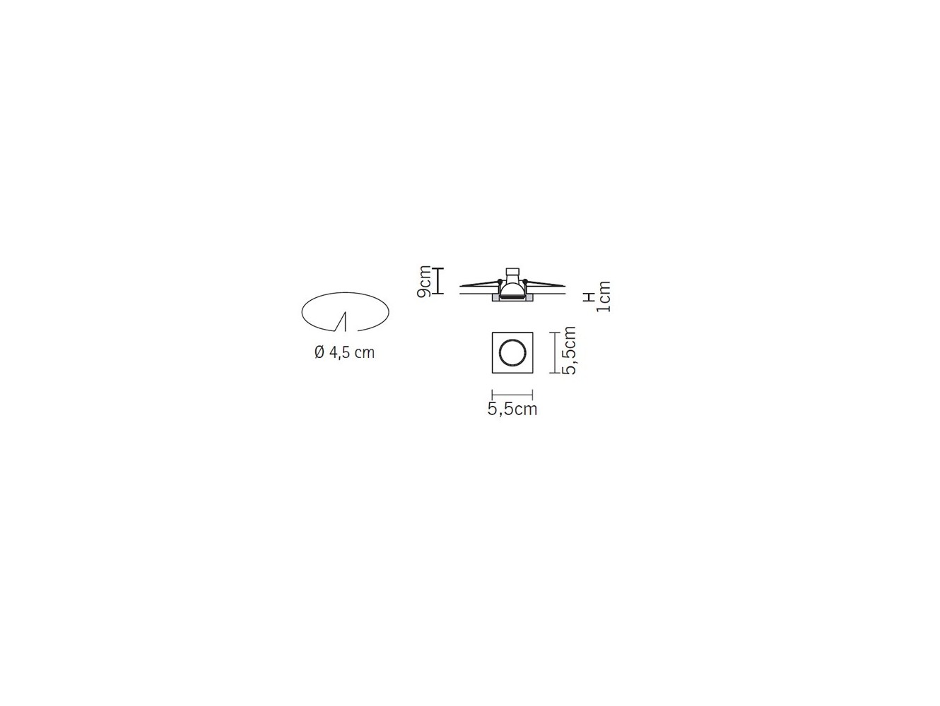 Fabbian Venere 55 empotrado de techo 5,5 x 2,5 cm Aluminio DESCATALOGADO
