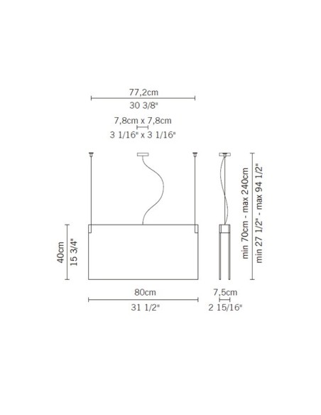 Fabbian Motion lámpara de suspensión 80x40x7,5 DESCATALOGADO