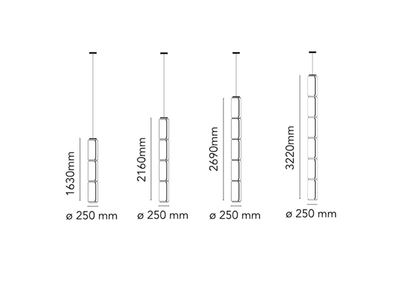 Noctambule High Cylinders de Flos: Lámparas de Módulos de Vidrio Soplado