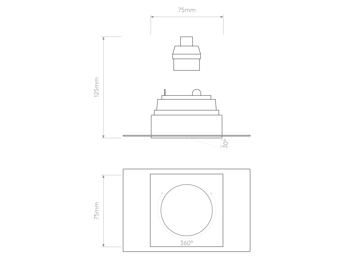 Astro Lámpara de Techo Trimless Square Adjustable