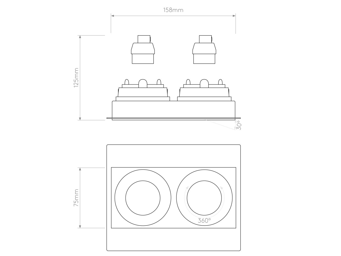 Astro Lámpara de Techo Trimless Square Twin Adjustable