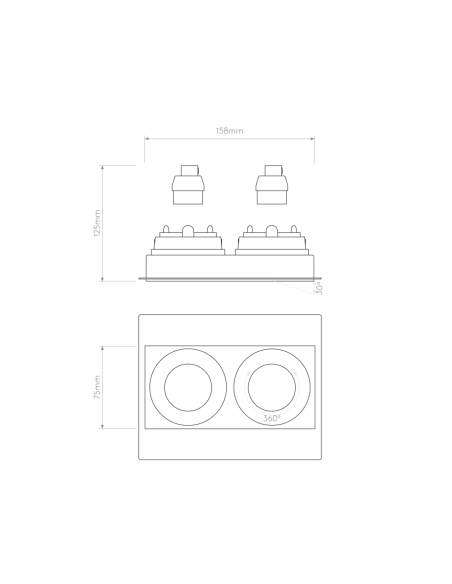 Astro Lámpara de Techo Trimless Square Twin Adjustable