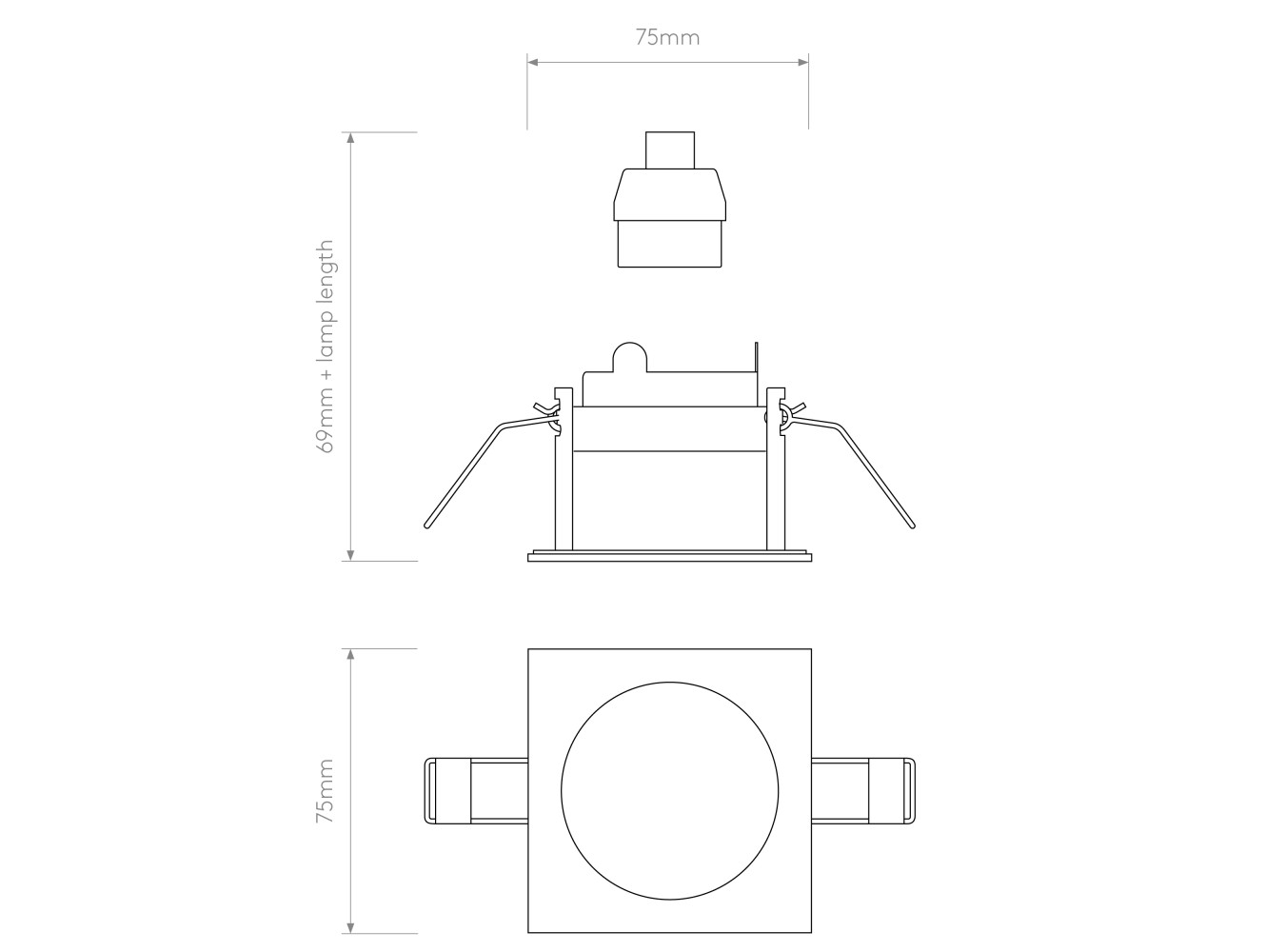 Astro Lámpara de Techo Pinhole Slimline Square Fixed Fire-Rated IP65