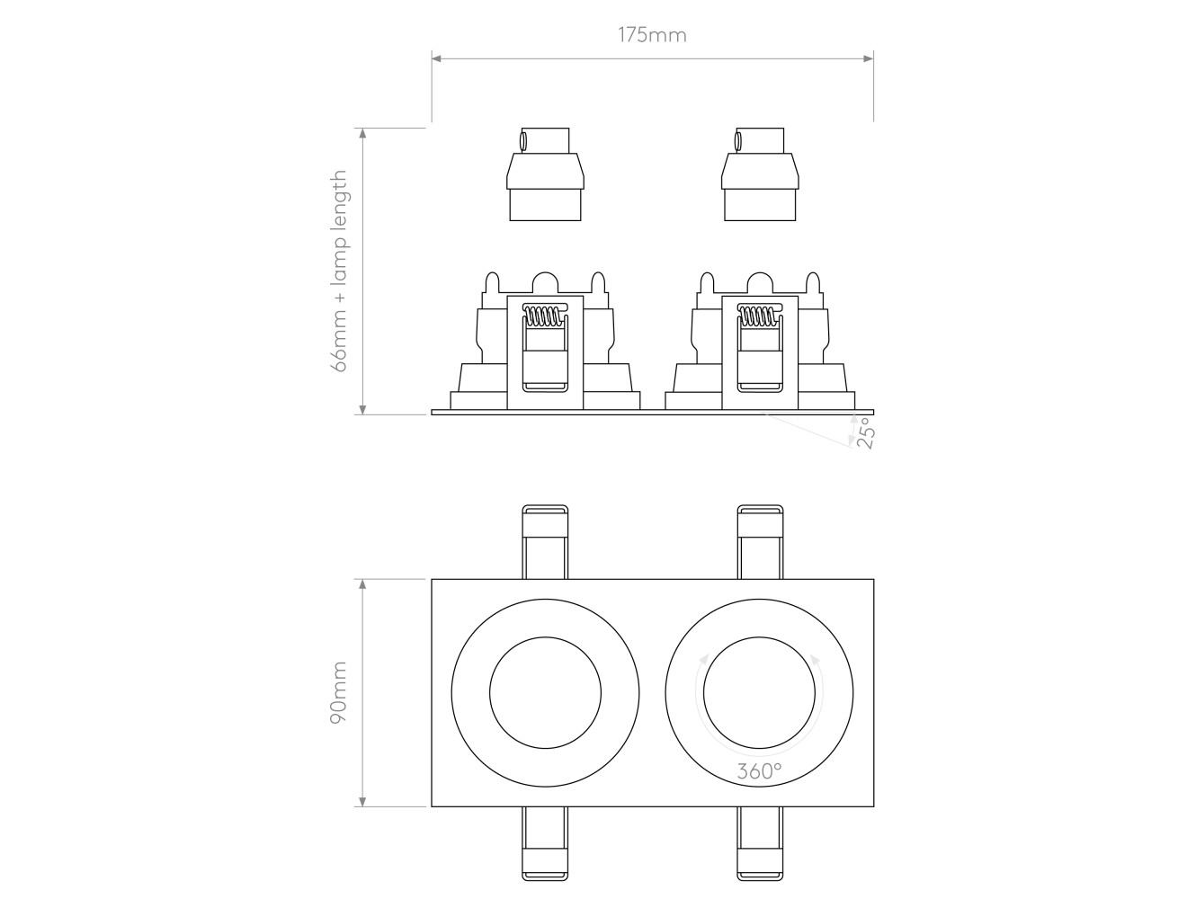 Astro Lámpara de Techo Pinhole Square Twin Adjustable