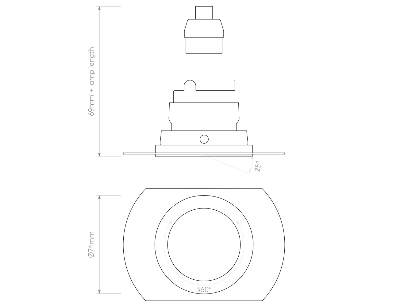 Astro Lámpara de Techo Pinhole Slimline Round Flush Adjustable Fire-Rated