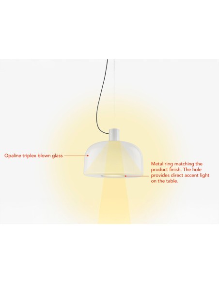 Flos Bellhop Glass S2 – Lámpara de suspensión de vidrio soplado y luz directa