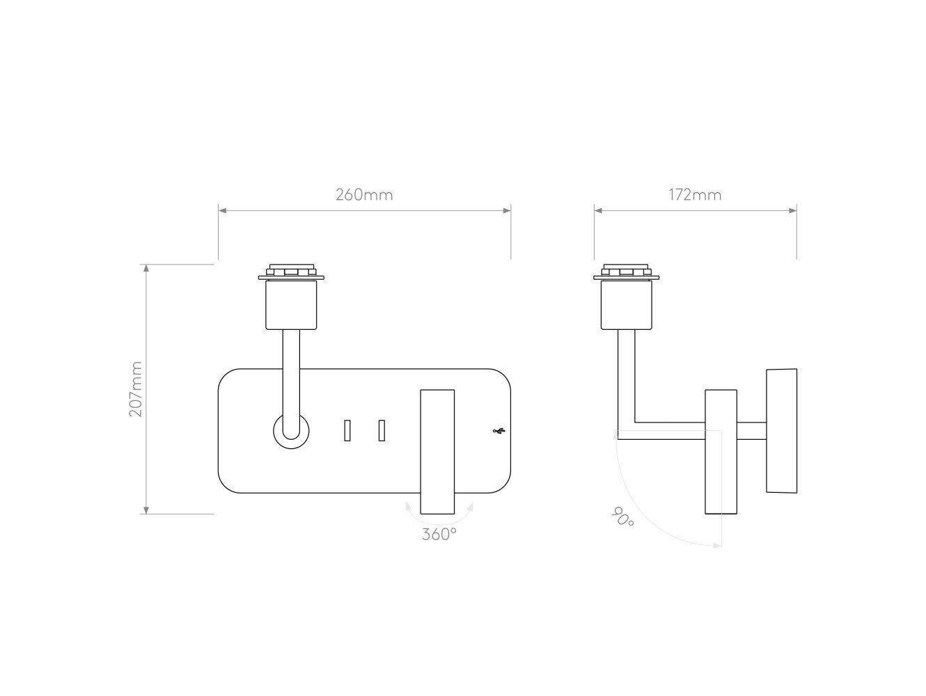 Astro Aplique de Pared Side by Side Grande USB