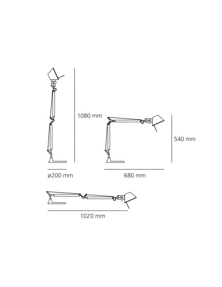 Artemide Tolomeo Mini LED lámpara de sobremesa (sólo cuerpo) Aluminio