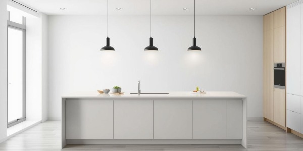 Lámparas para islas de cocina: alturas, potencias y distribución de luz