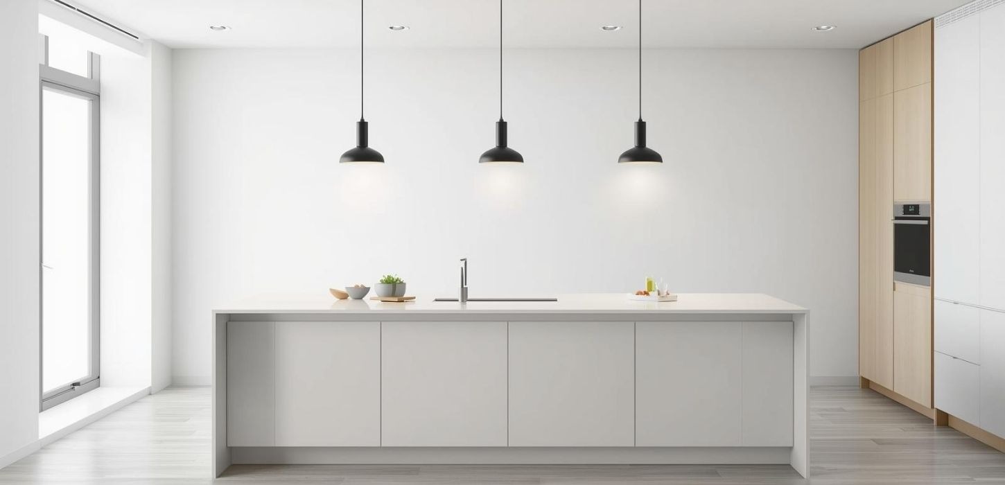 Lámparas para islas de cocina: alturas, potencias y distribución de luz