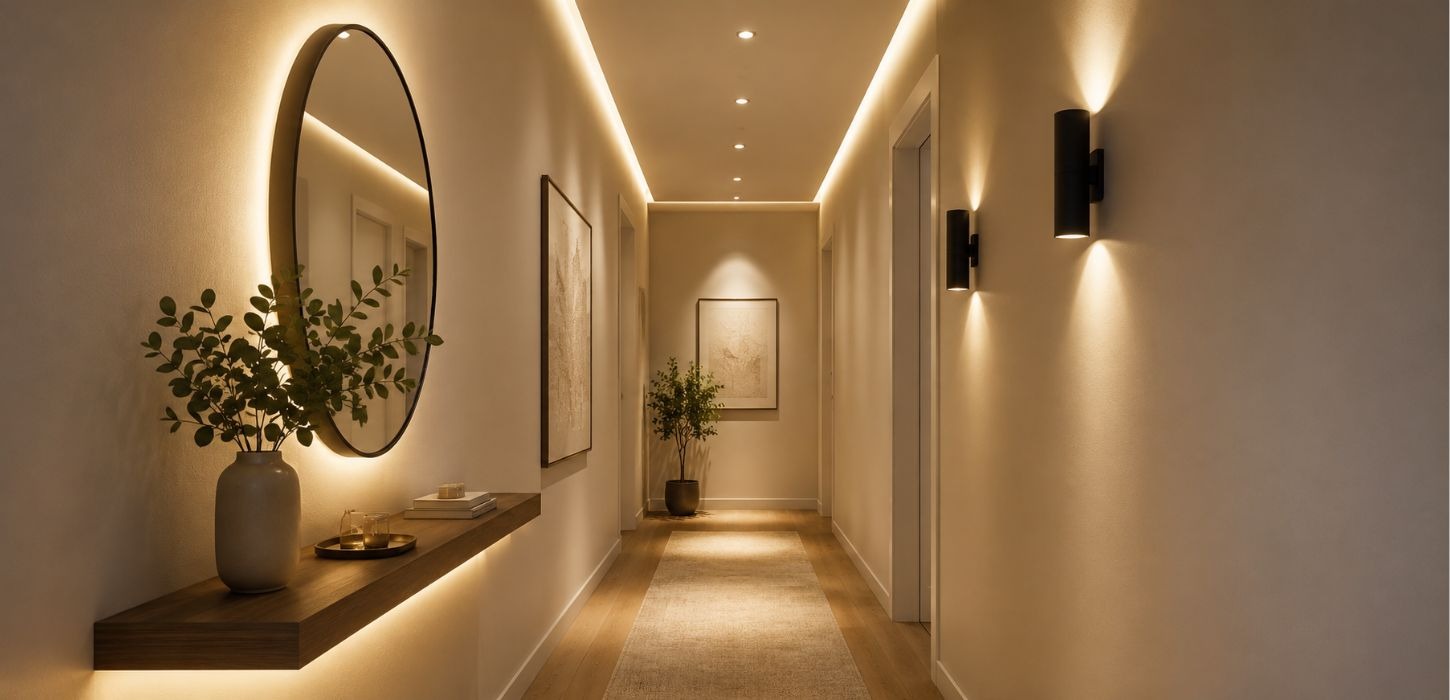 Cómo iluminar el pasillo: trucos para espacios estrechos y sin ventanas