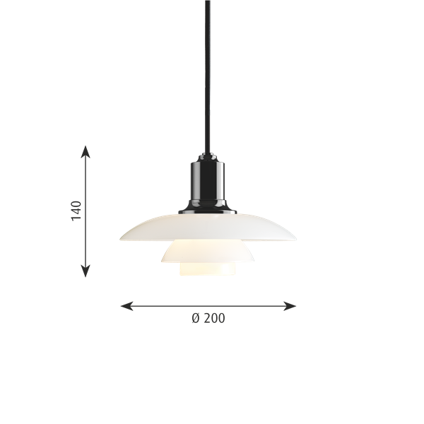 medidas Louis Poulsen PH 2-1 lámpara de suspesión 20W E14